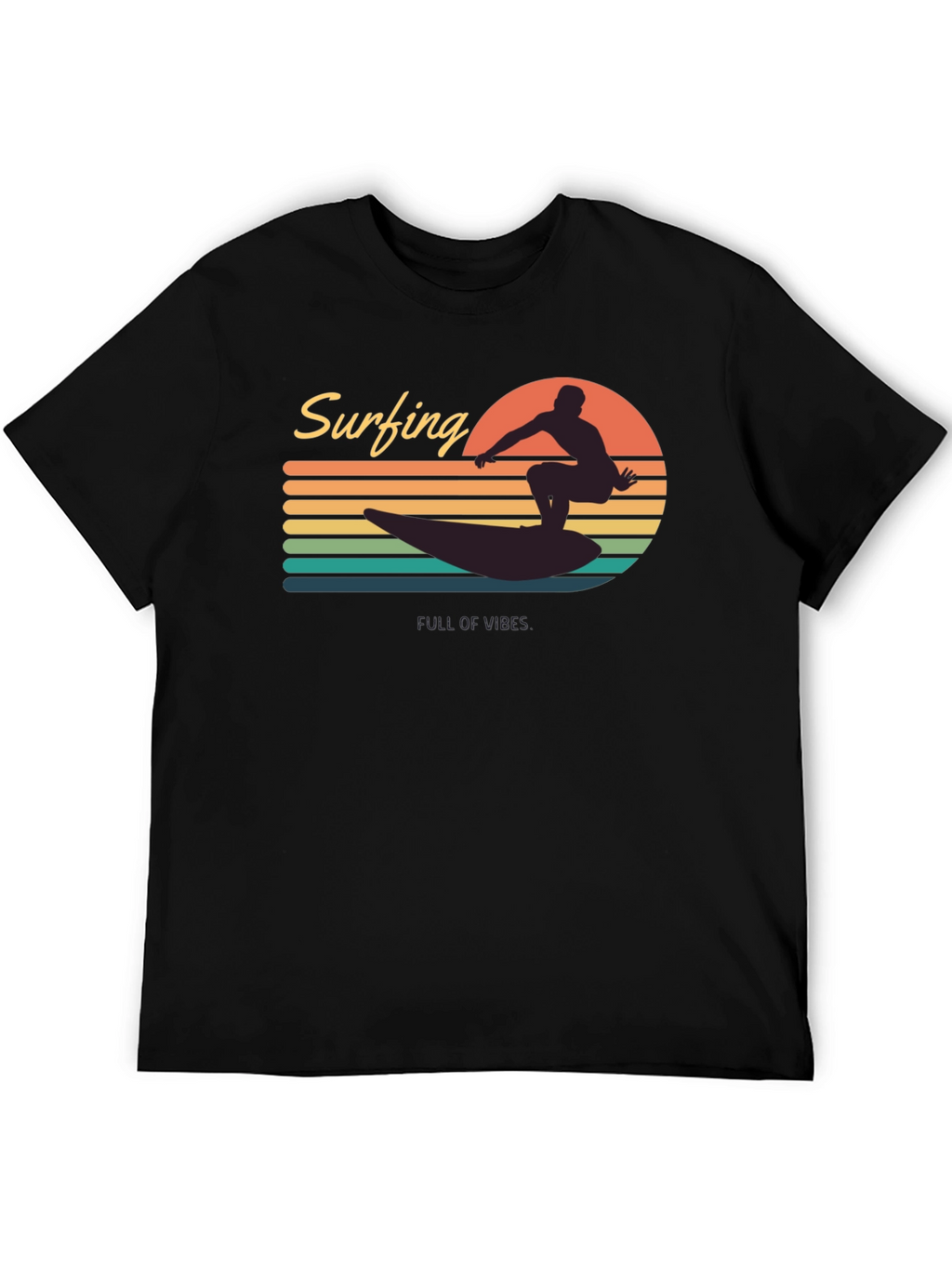 Surfing Vibes Graphic Tee - Mens Black T-Shirt