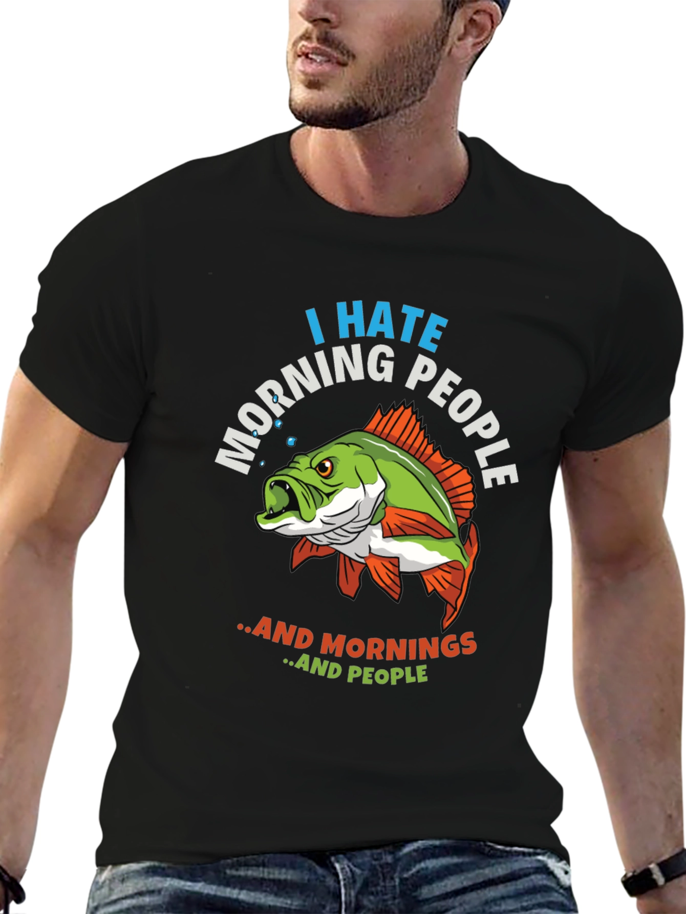 I Hate Morning People Fish Graphic T-Shirt