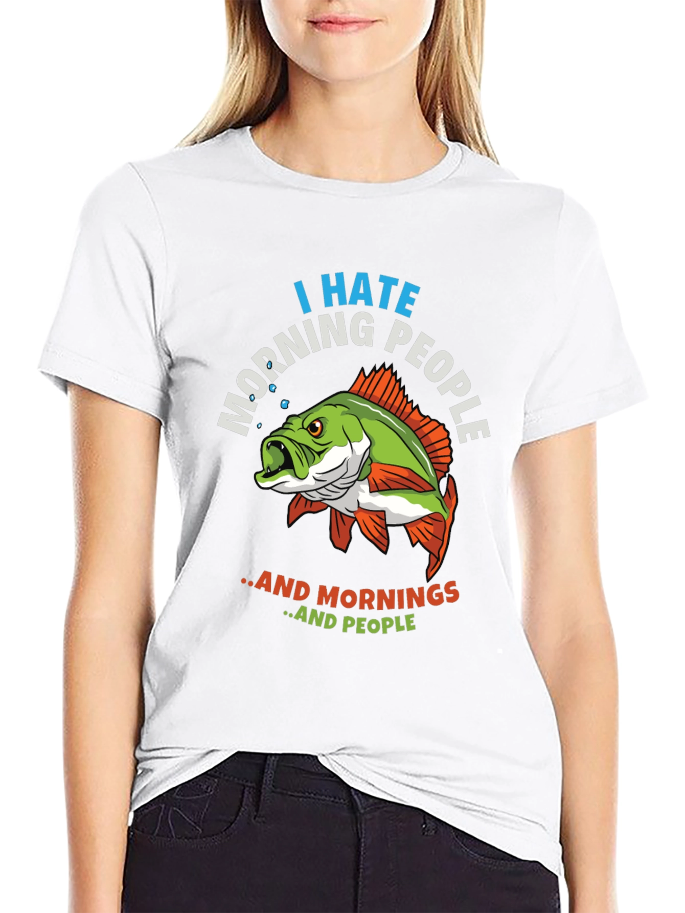 I Hate Morning People Fish Graphic T-Shirt