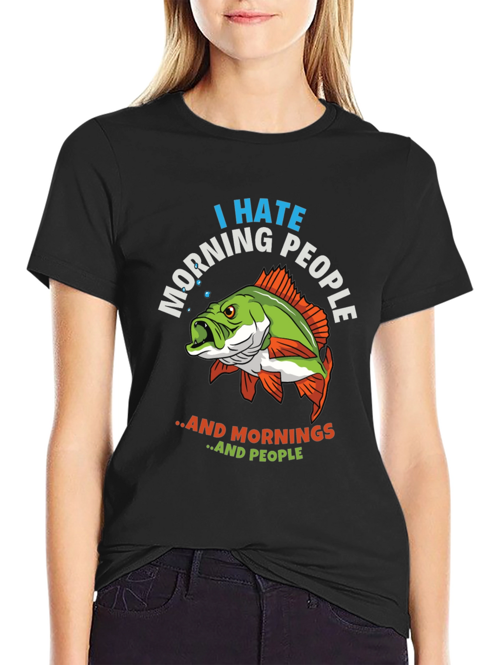 I Hate Morning People Fish Graphic T-Shirt
