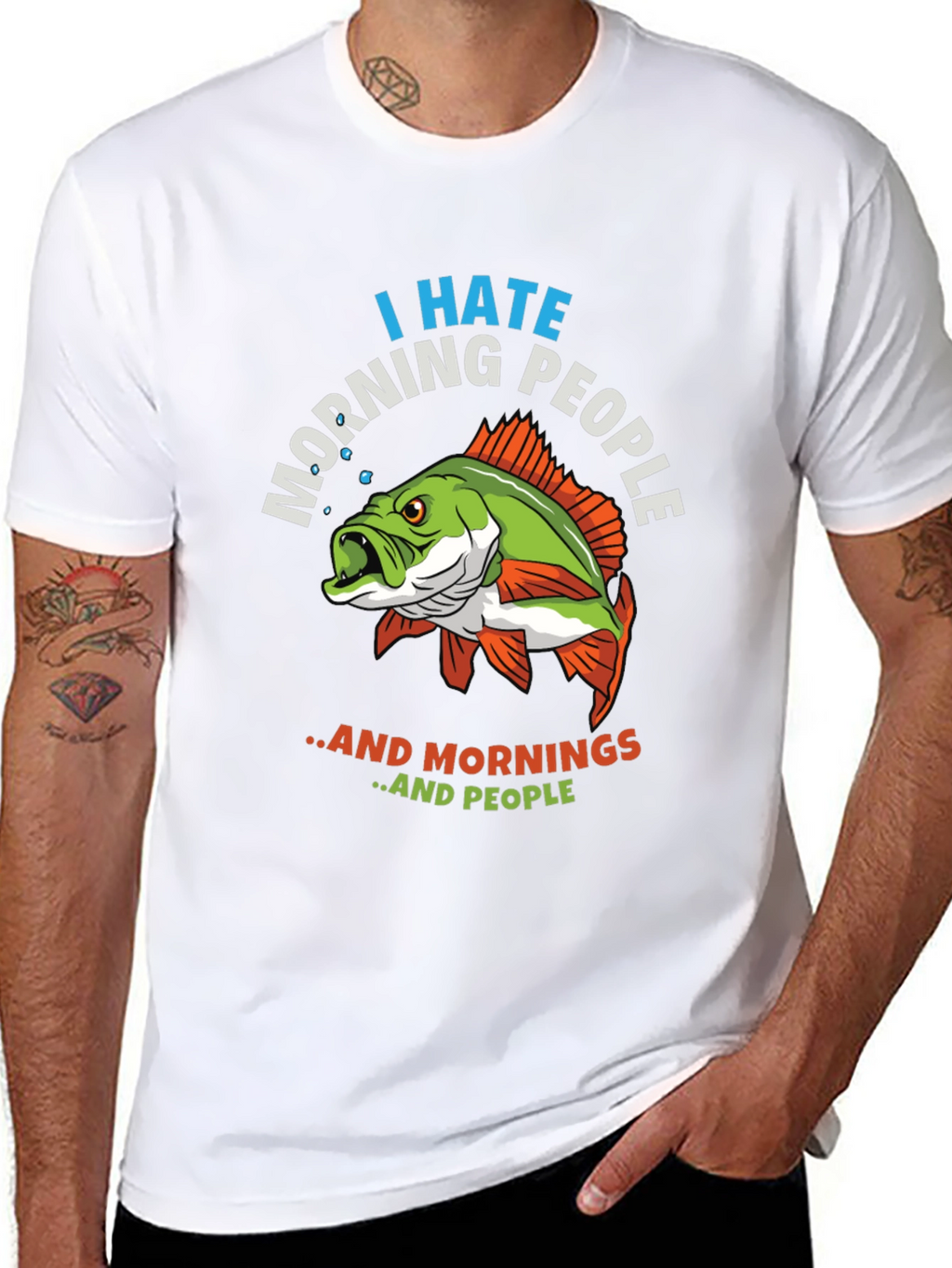 I Hate Morning People Fish Graphic T-Shirt