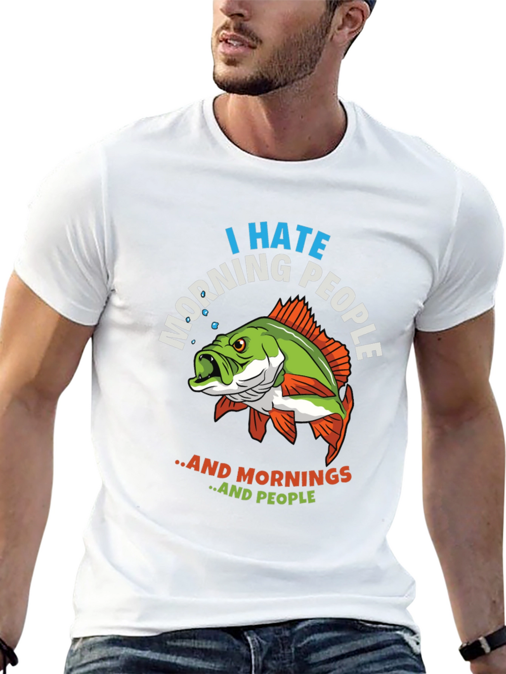 I Hate Morning People Fish Graphic T-Shirt