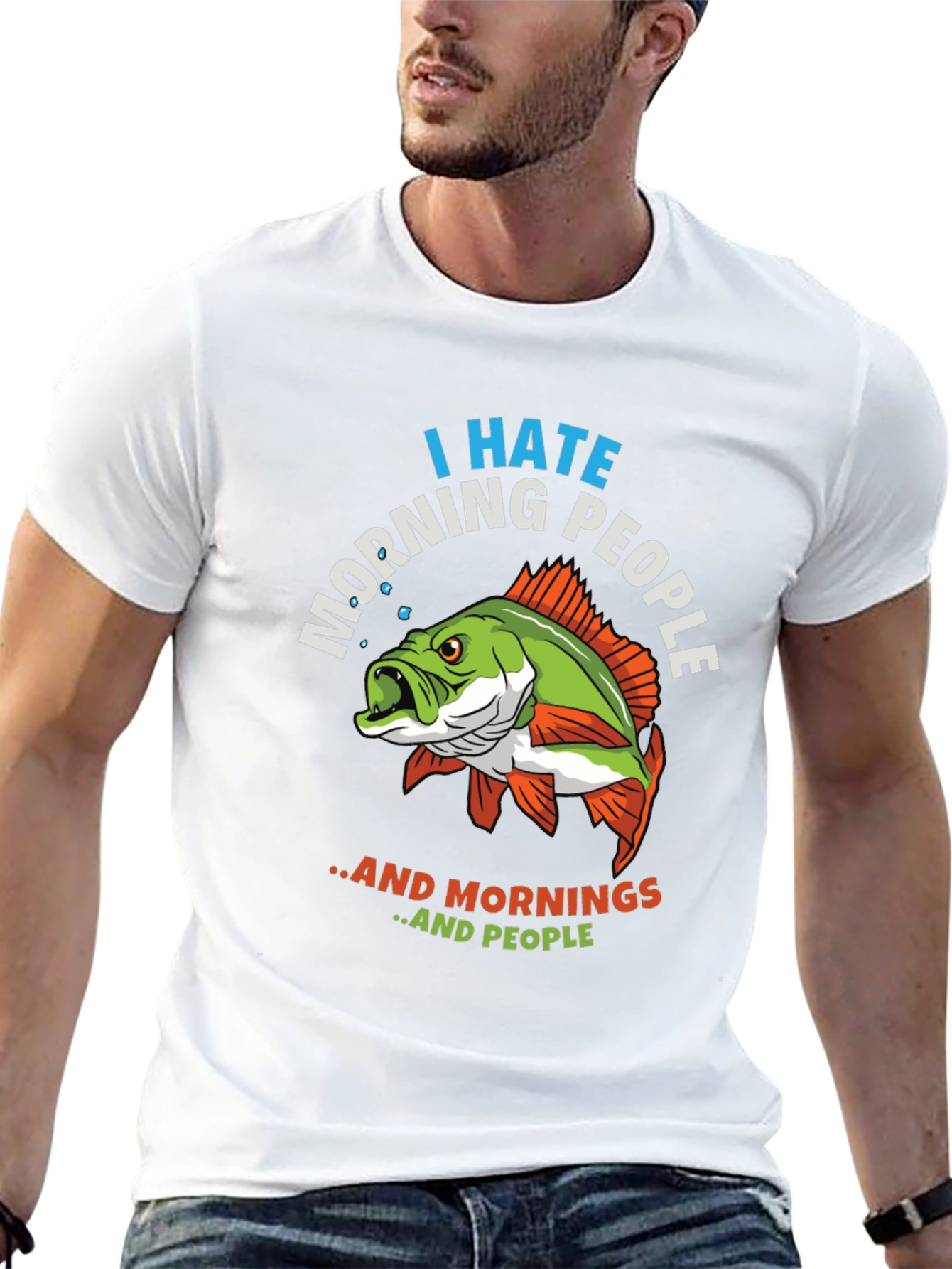 I Hate Morning People Fish Graphic T-Shirt