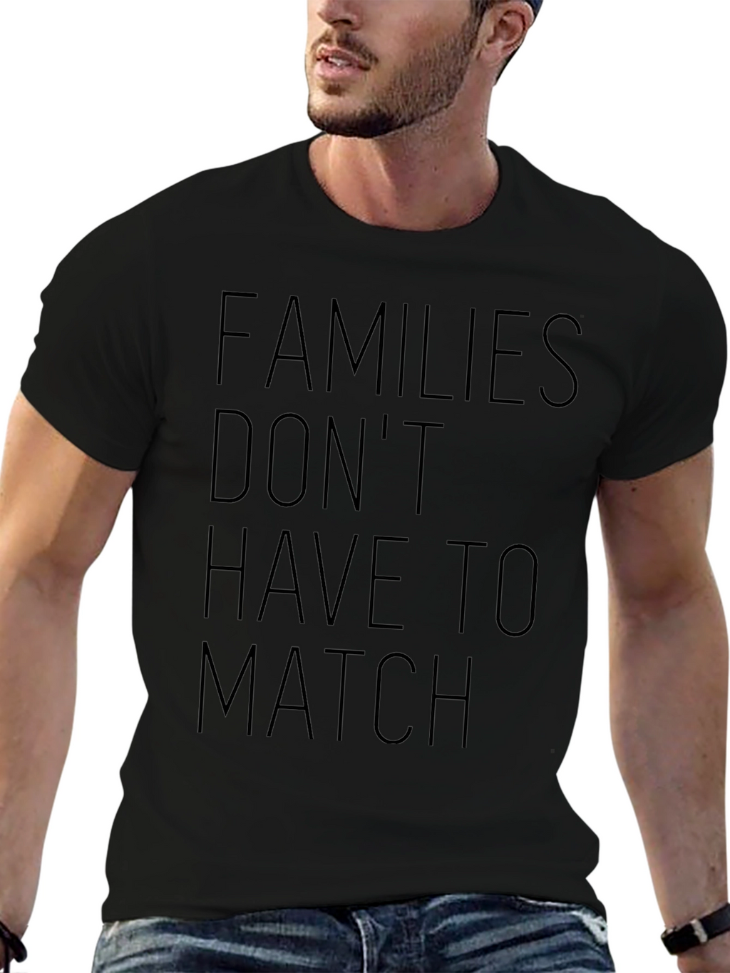Families Dont Have to Match Black Graphic Tee