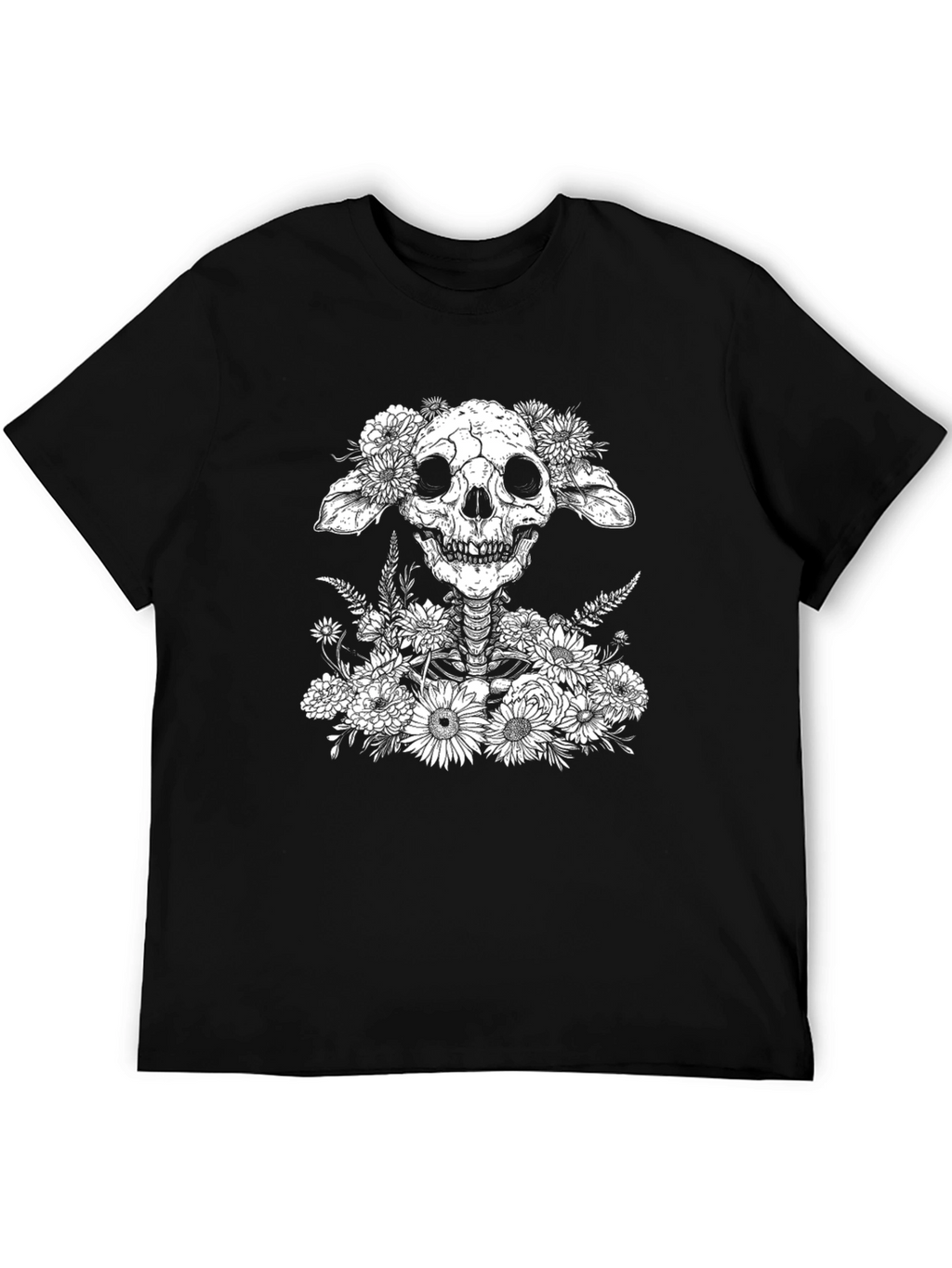 Floral Skull Graphic T-Shirt - Unique Design