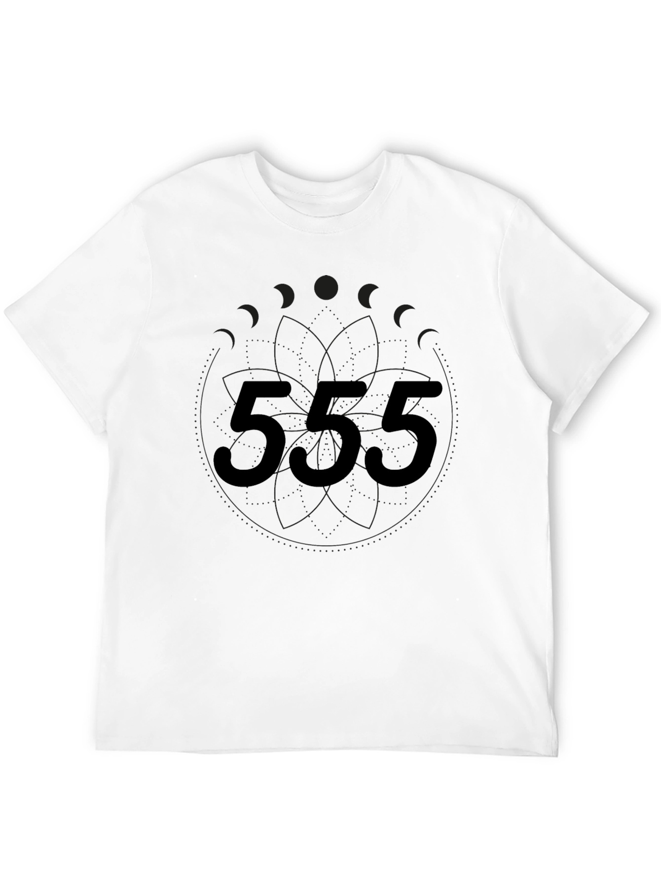 Mens Black Graphic Tee - 555 Design