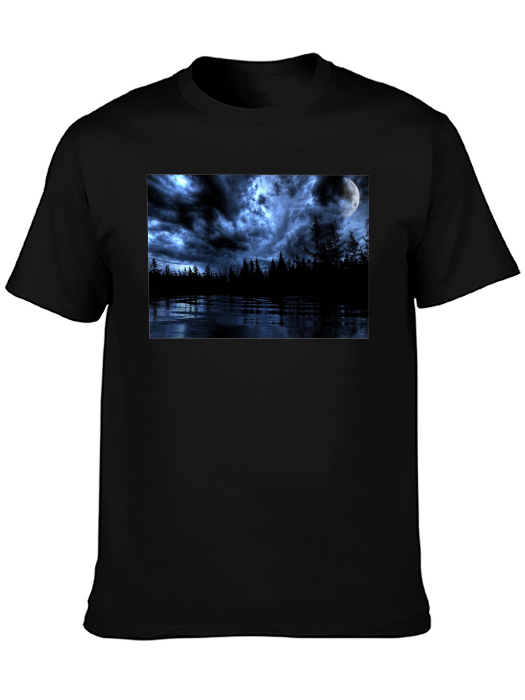Moonlit Lake Graphic Tee - Dark Fantasy T-Shirt
