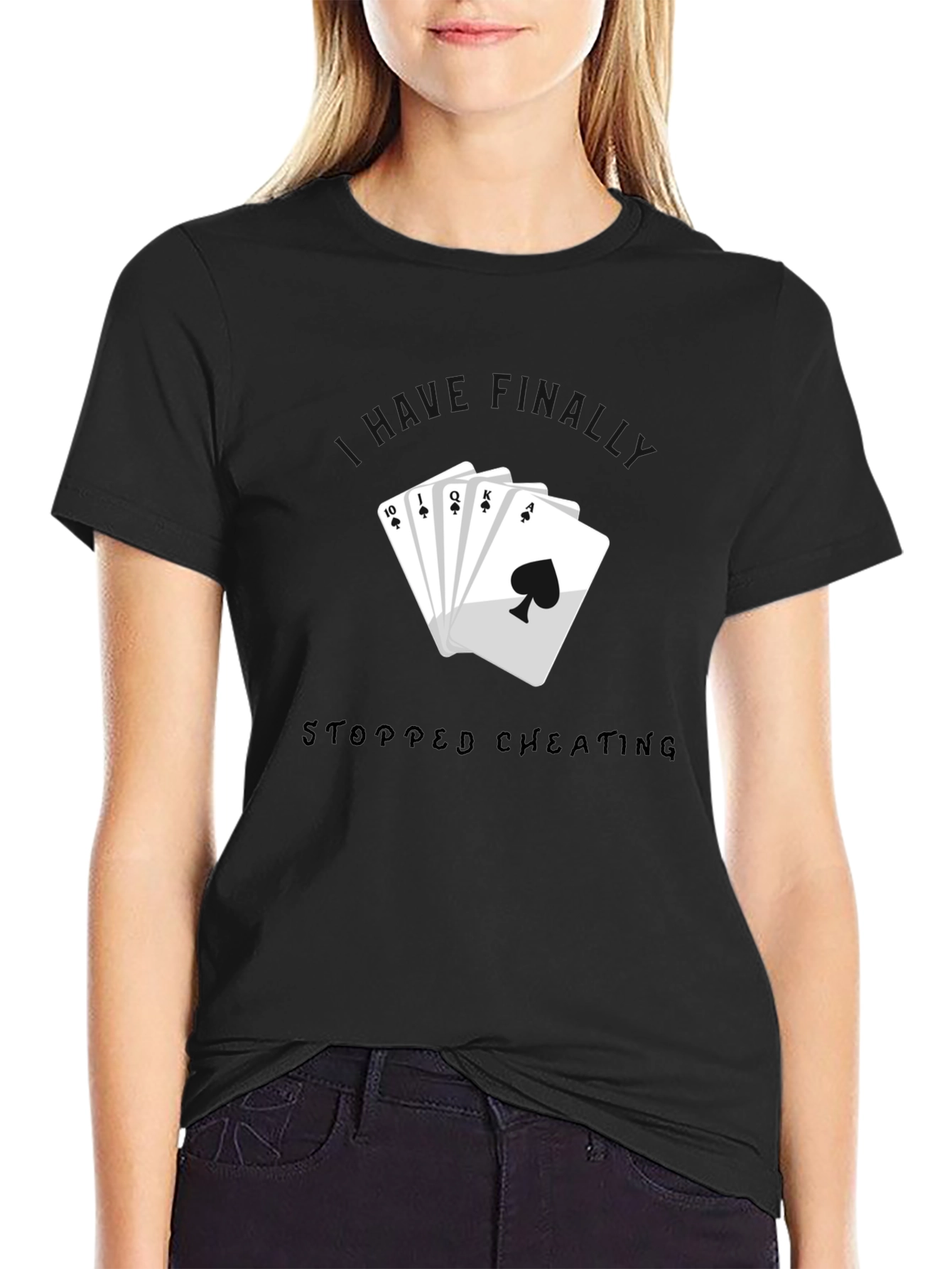 Stopped Cheating Royal Flush Black T-Shirt