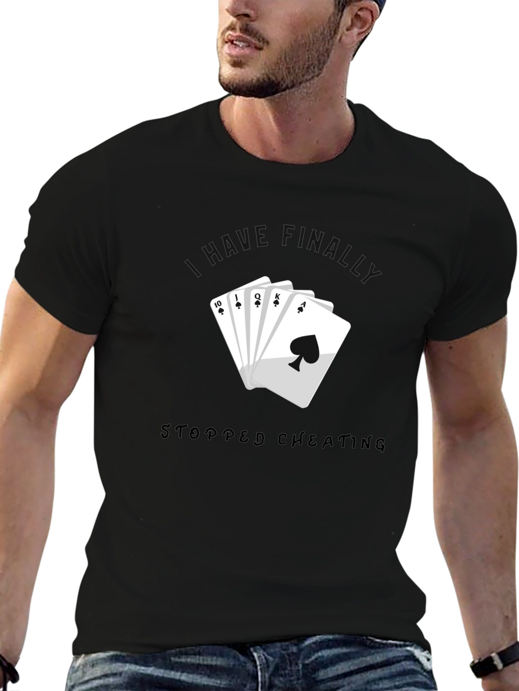 Stopped Cheating Royal Flush Black T-Shirt