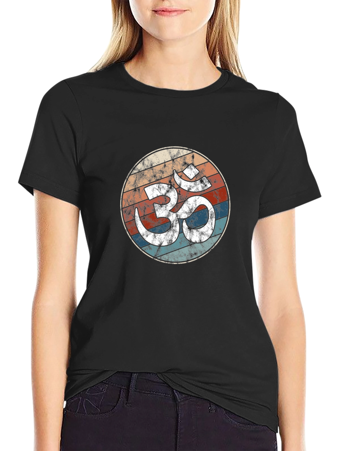 Retro Om Symbol T-Shirt - Yoga Meditation Tee