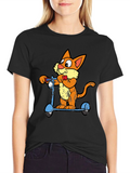 Cat on Scooter Graphic Tee - Cool Cartoon T-Shirt