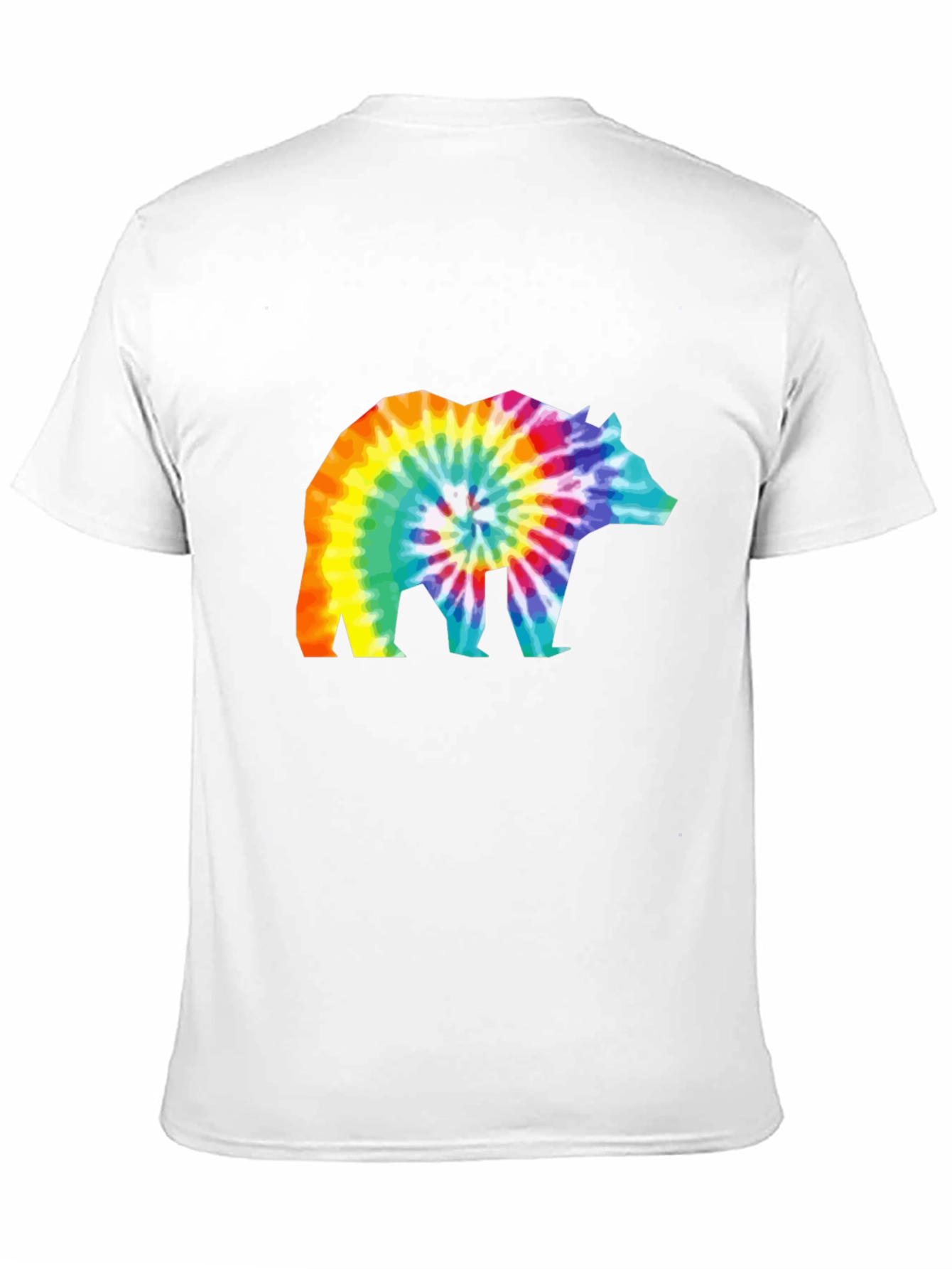 Tie-Dye Bear Graphic T-Shirt - Black Cotton Tee