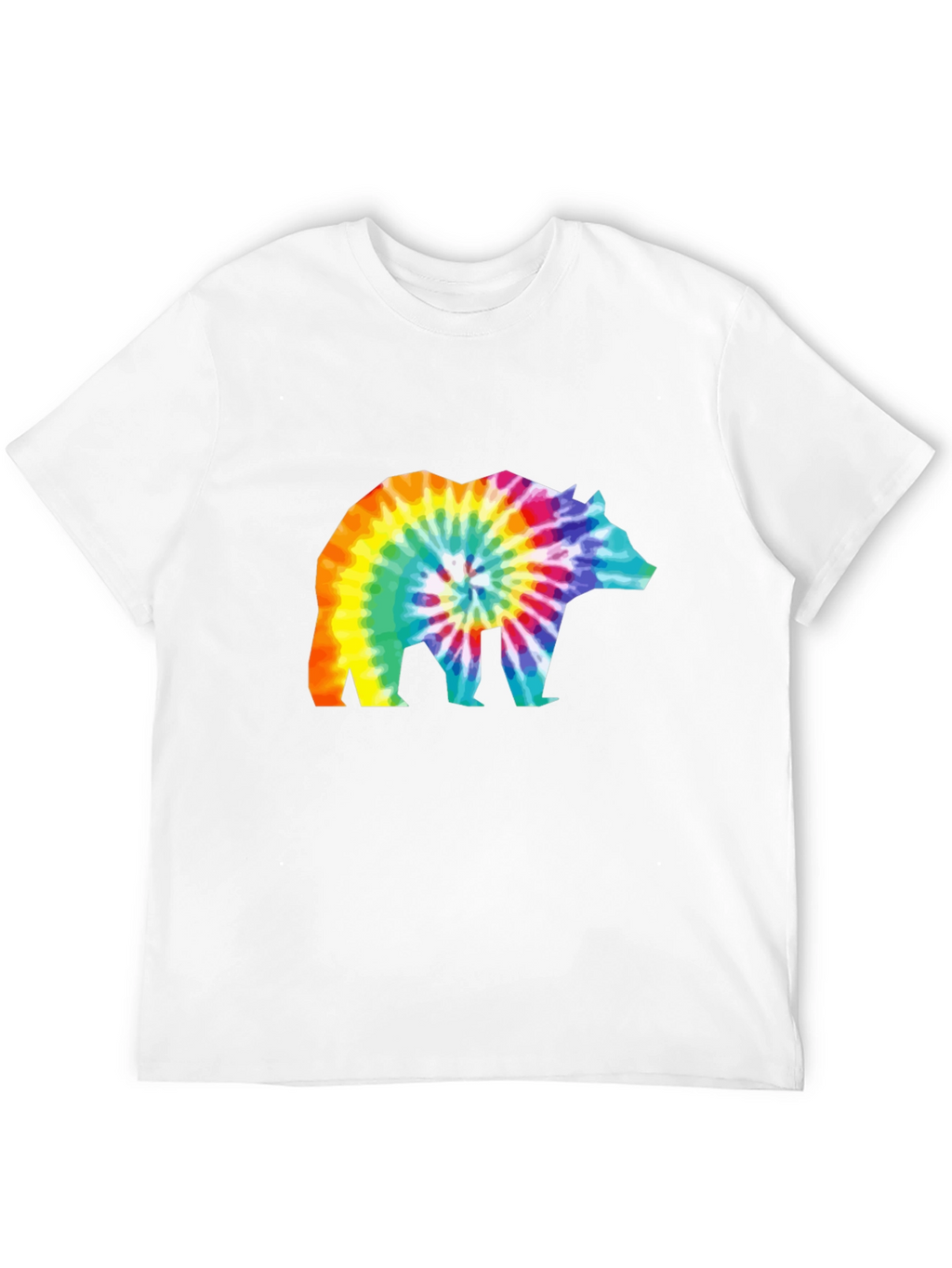 Tie-Dye Bear Graphic T-Shirt - Black Cotton Tee