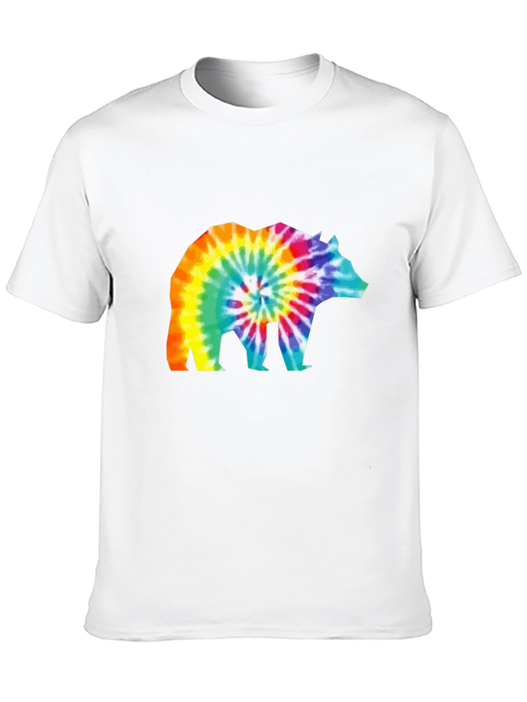 Tie-Dye Bear Graphic T-Shirt - Black Cotton Tee