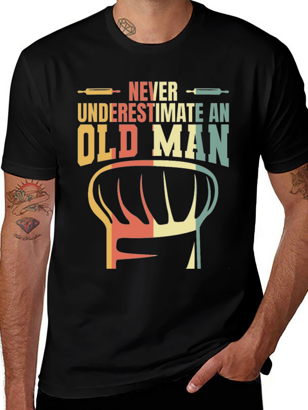 Never Underestimate Old Man Chef T-Shirt