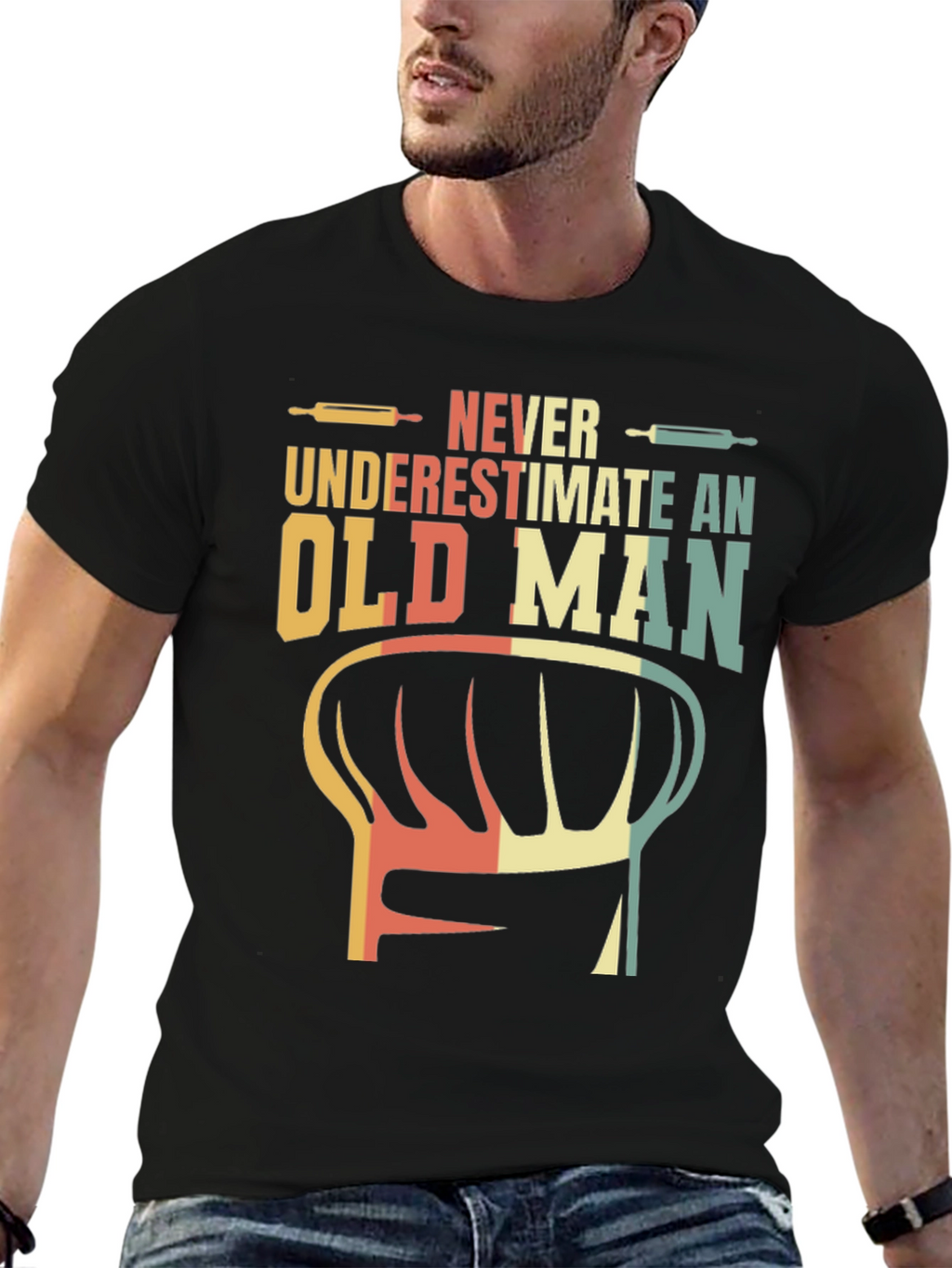 Never Underestimate Old Man Chef T-Shirt