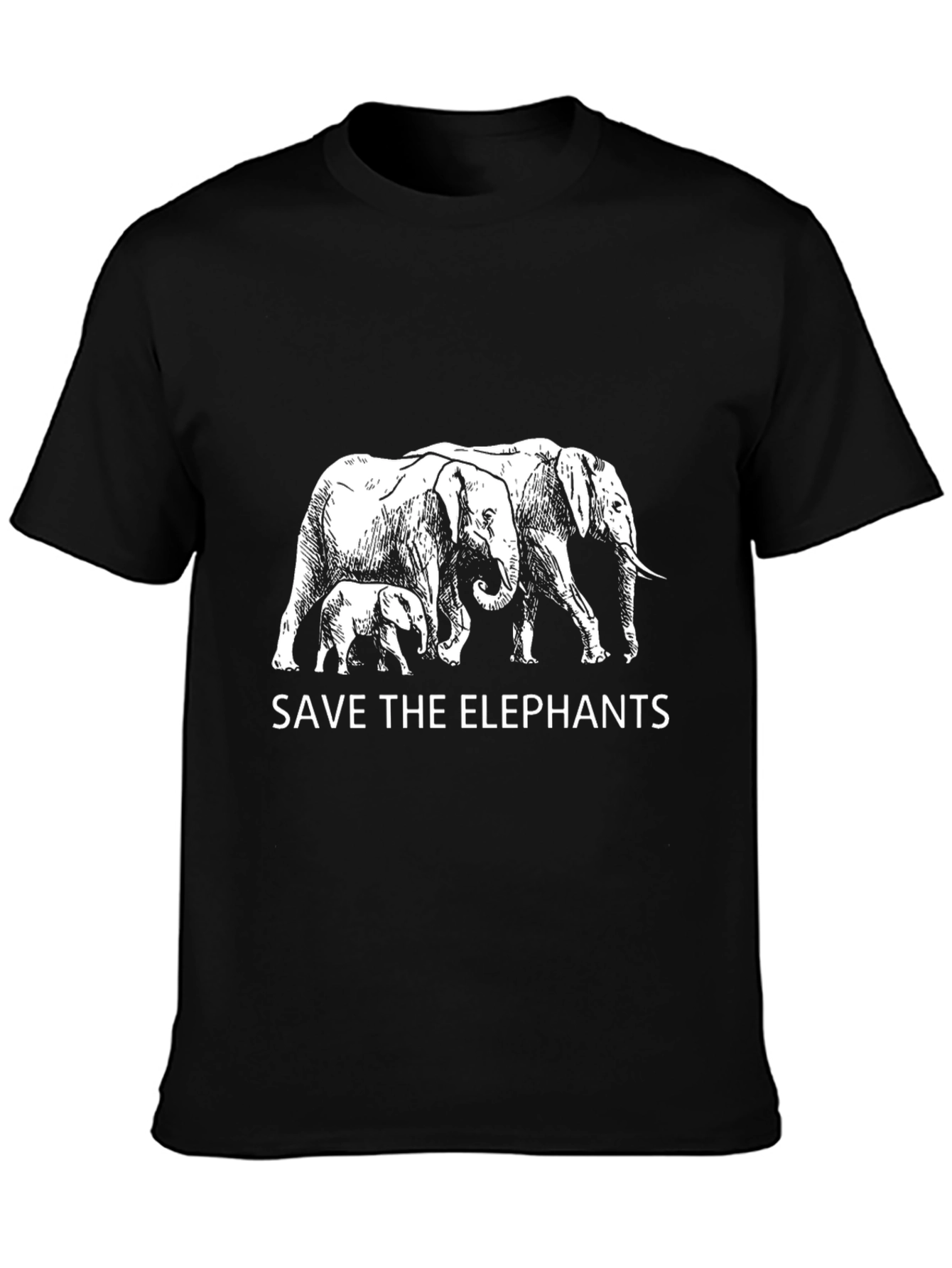 Save the Elephants Graphic Tee - Black Cotton