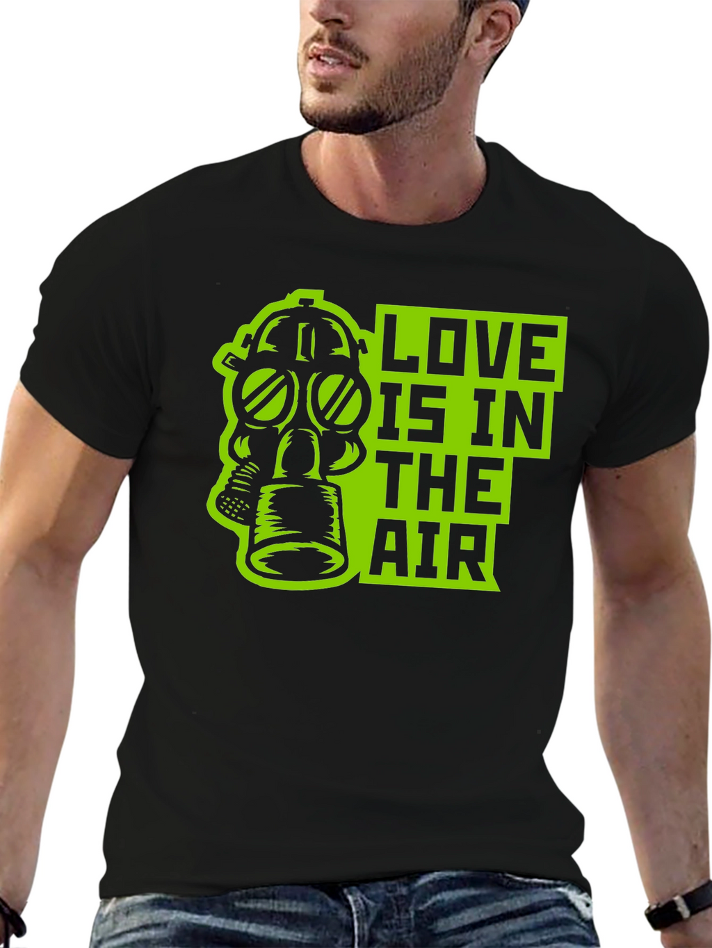 Love Is In The Air Gas Mask Graphic T-Shirt