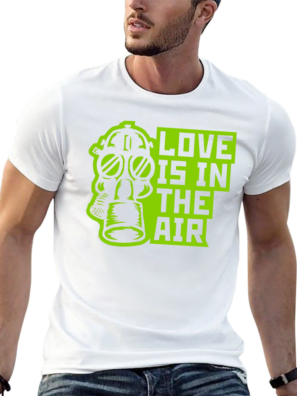 Love Is In The Air Gas Mask Graphic T-Shirt
