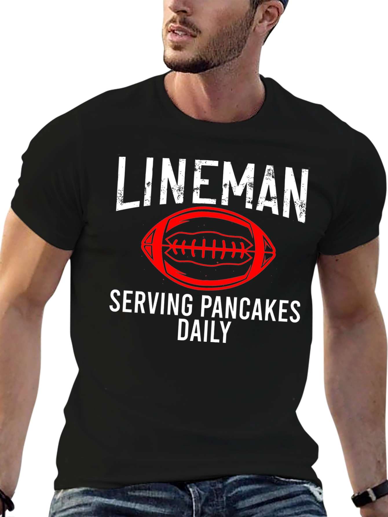 Lineman Serving Pancakes Football T-Shirt