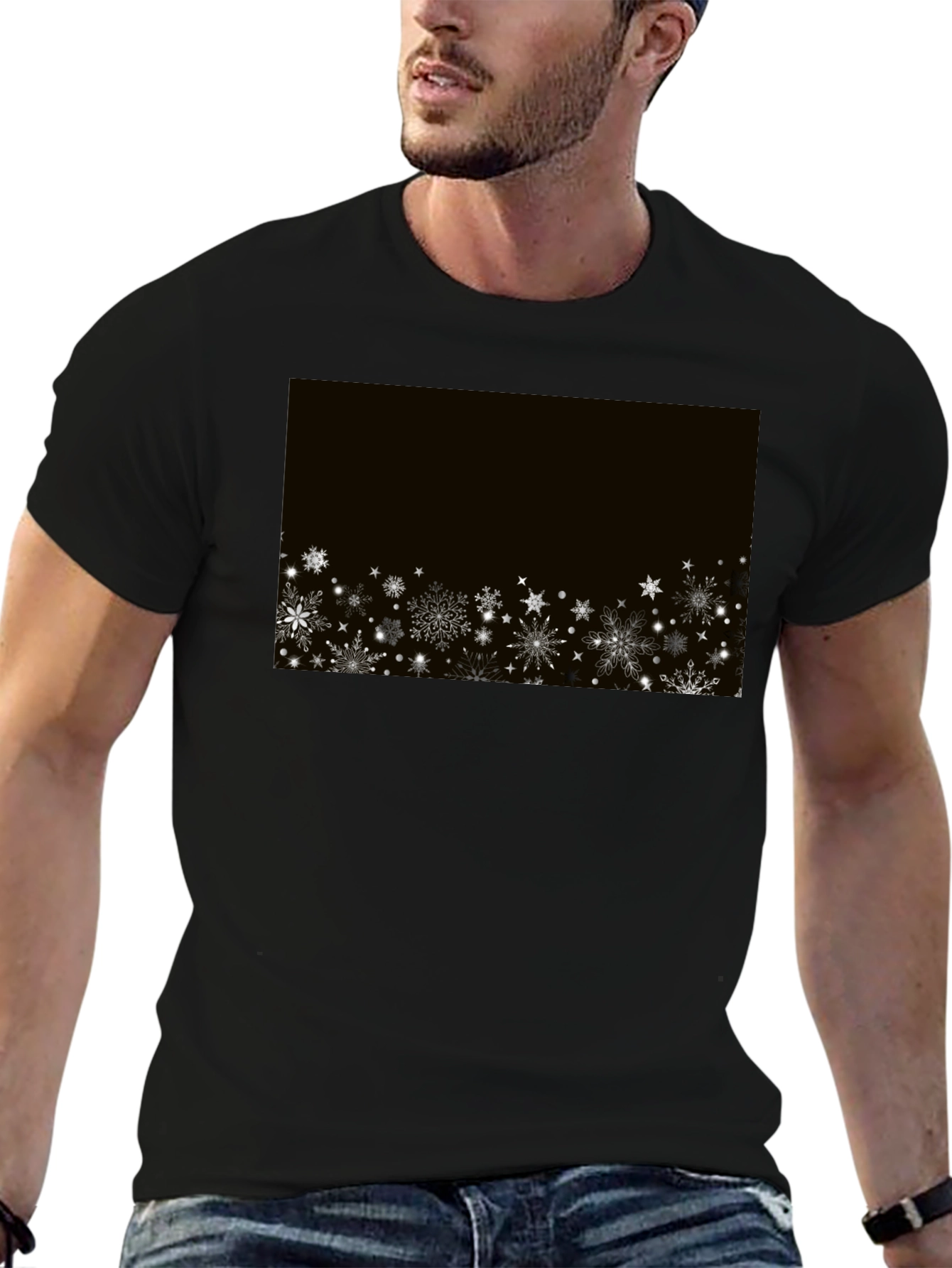 Snowflake Graphic Black T-Shirt