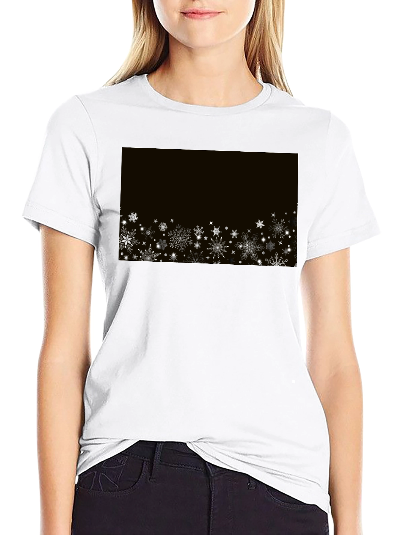 Snowflake Graphic Black T-Shirt