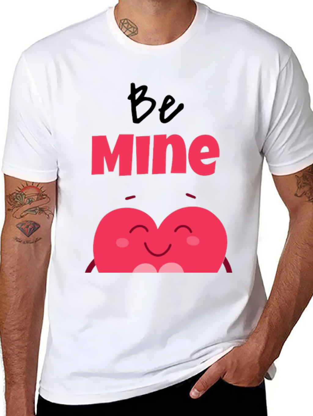 Be Mine Heart Valentines Day Black T-Shirt