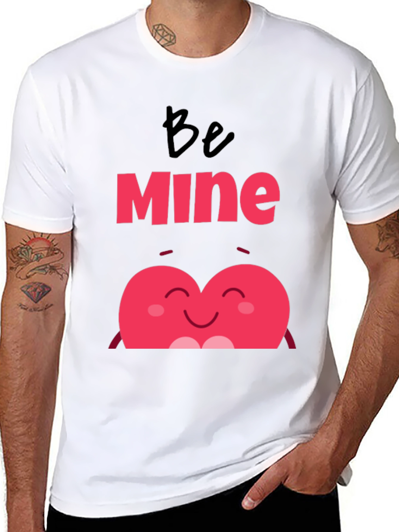 Be Mine Heart Valentines Day Black T-Shirt