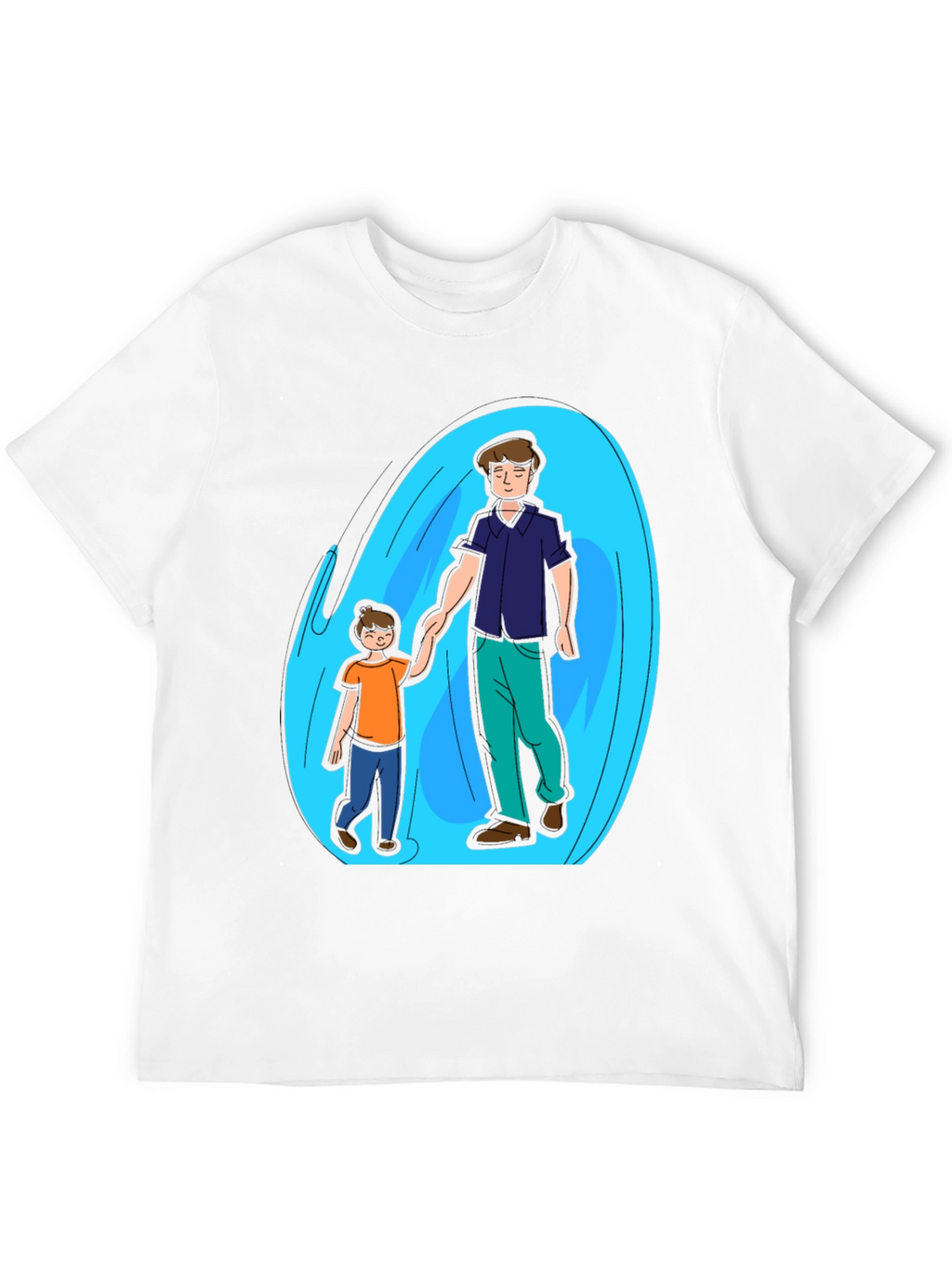 Father and Son Graphic T-Shirt - Black Cotton Blend