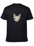Techno Soul Sphynx Cat Graphic Tee - Black