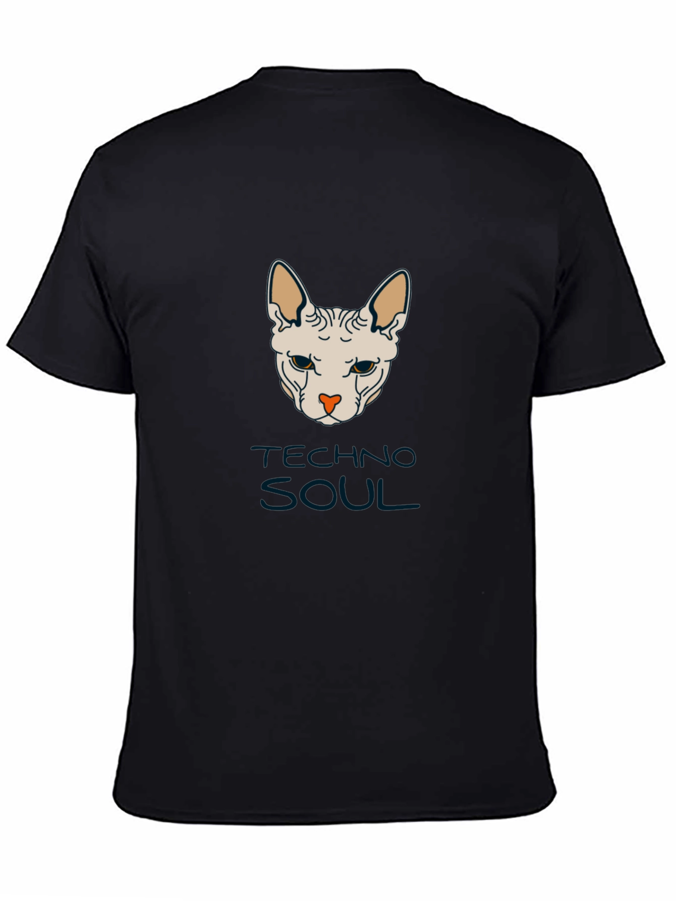 Techno Soul Sphynx Cat Graphic Tee - Black