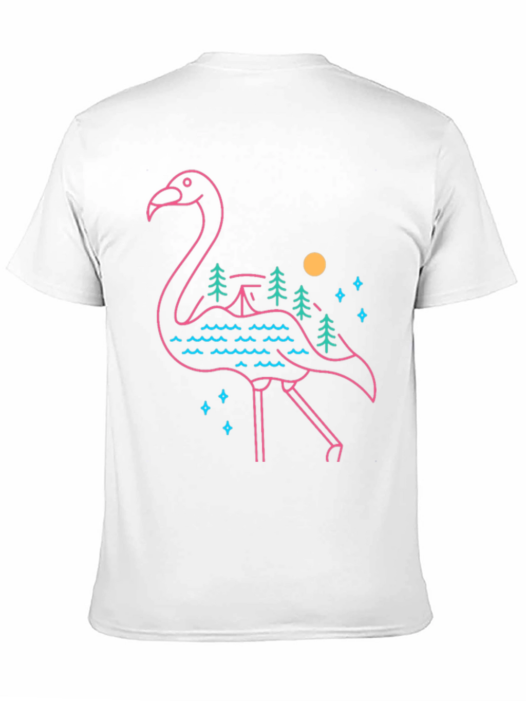 Flamingo Graphic Tee - Nature Scene Design