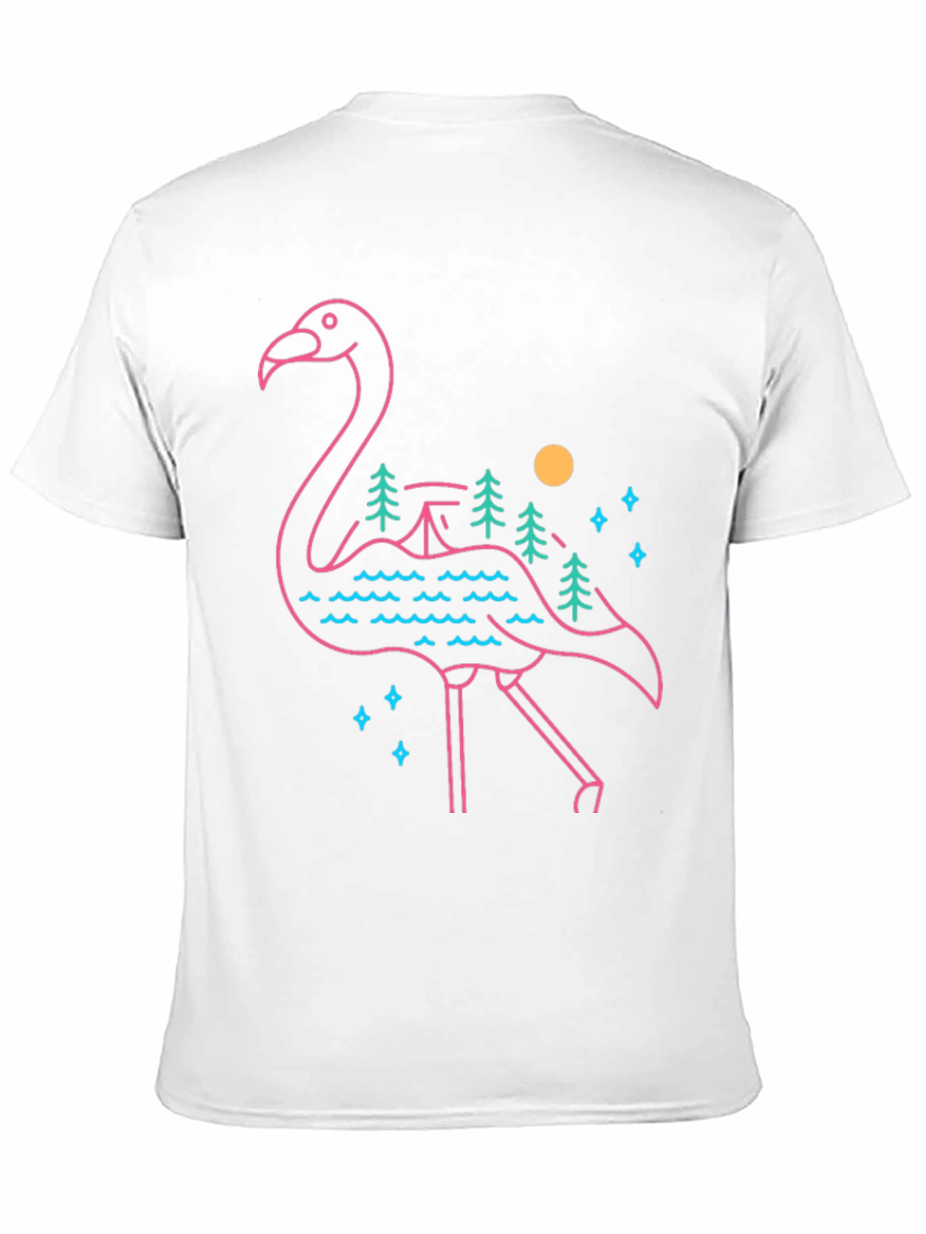 Flamingo Graphic Tee - Nature Scene Design