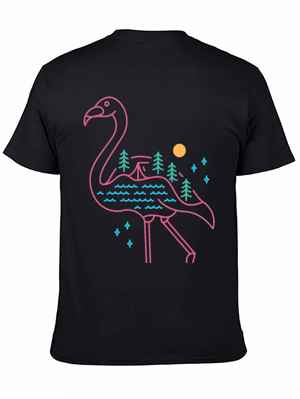 Flamingo Graphic Tee - Nature Scene Design
