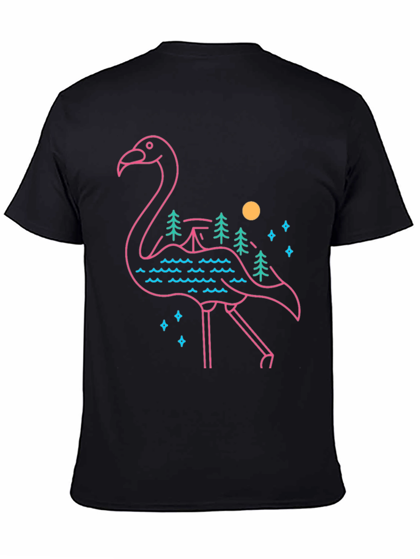 Flamingo Graphic Tee - Nature Scene Design