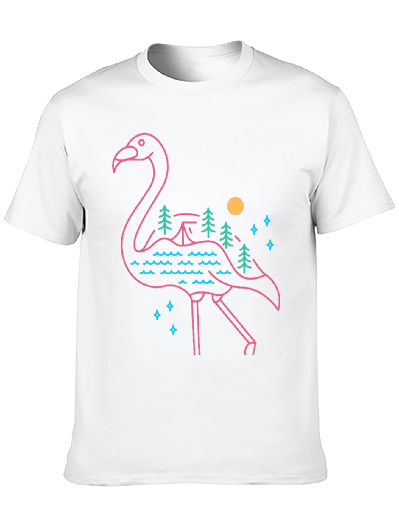 Flamingo Graphic Tee - Nature Scene Design