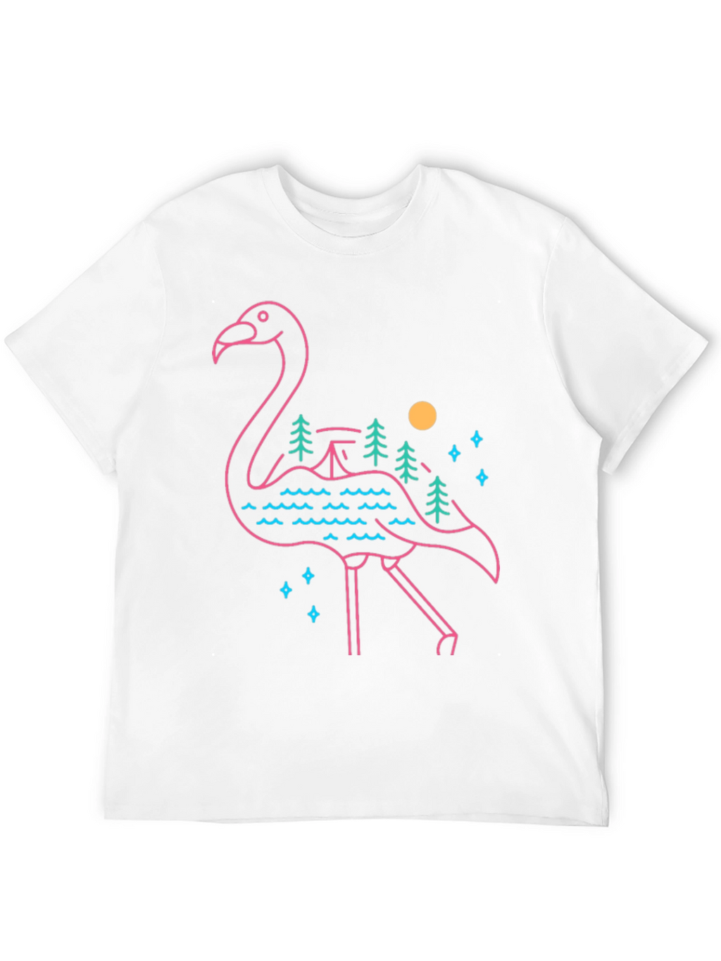 Flamingo Graphic Tee - Nature Scene Design