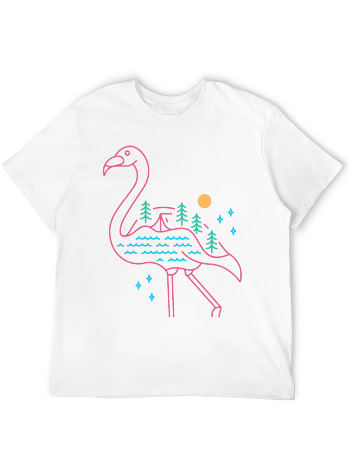 Flamingo Graphic Tee - Nature Scene Design