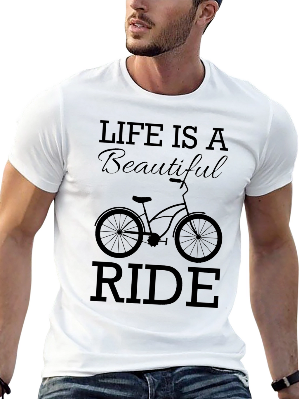 Life is a Beautiful Ride Black Graphic T-Shirt