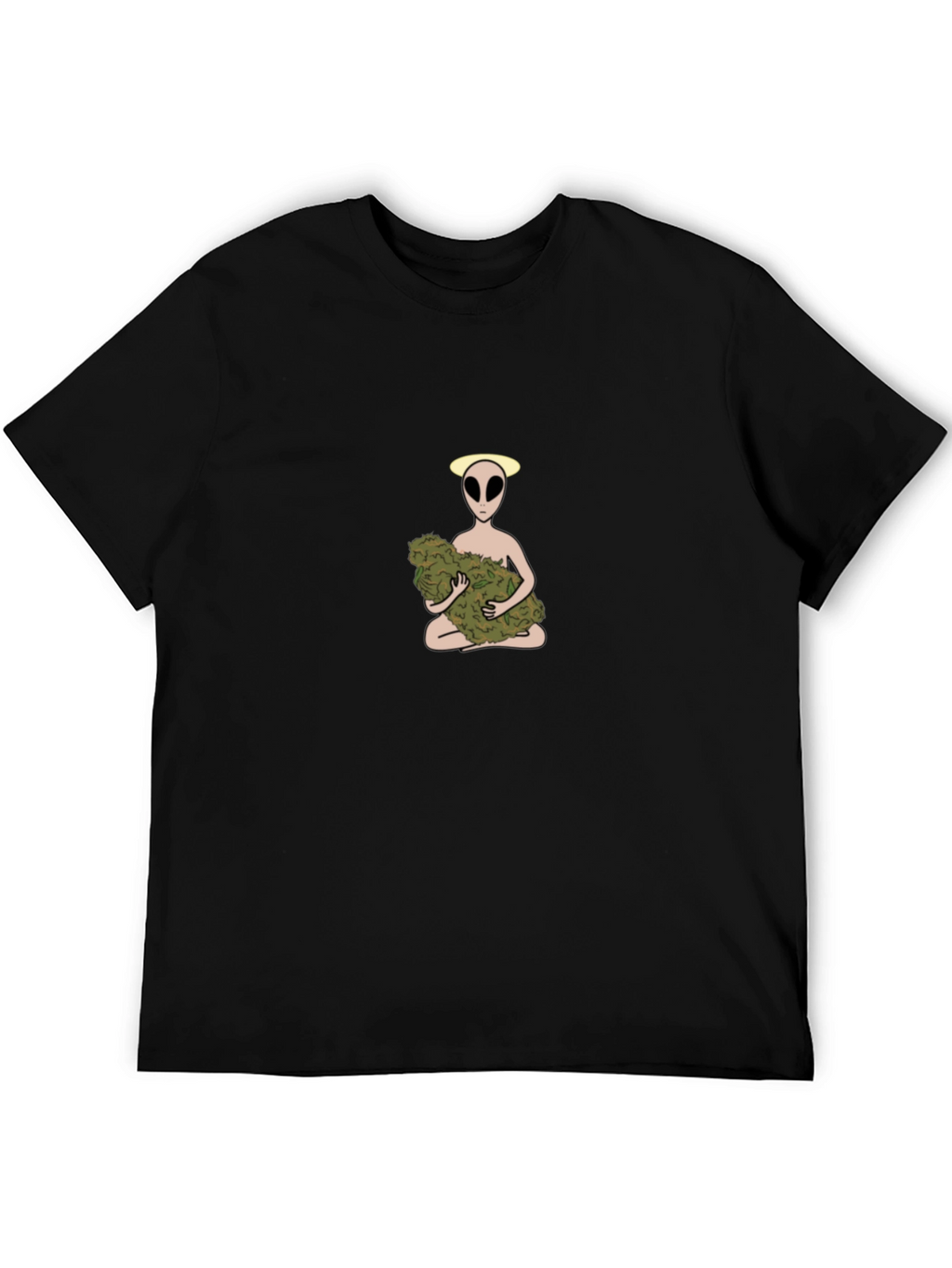 Alien Holding Weed Bud Graphic T-Shirt