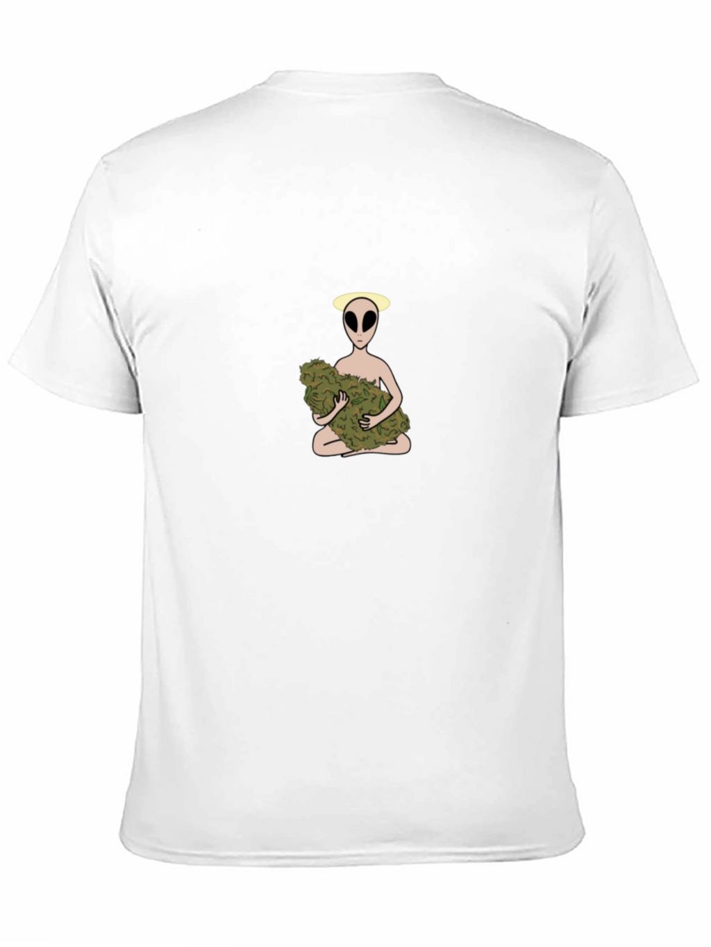 Alien Holding Weed Bud Graphic T-Shirt