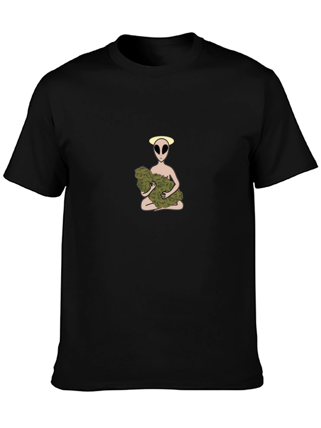 Alien Holding Weed Bud Graphic T-Shirt