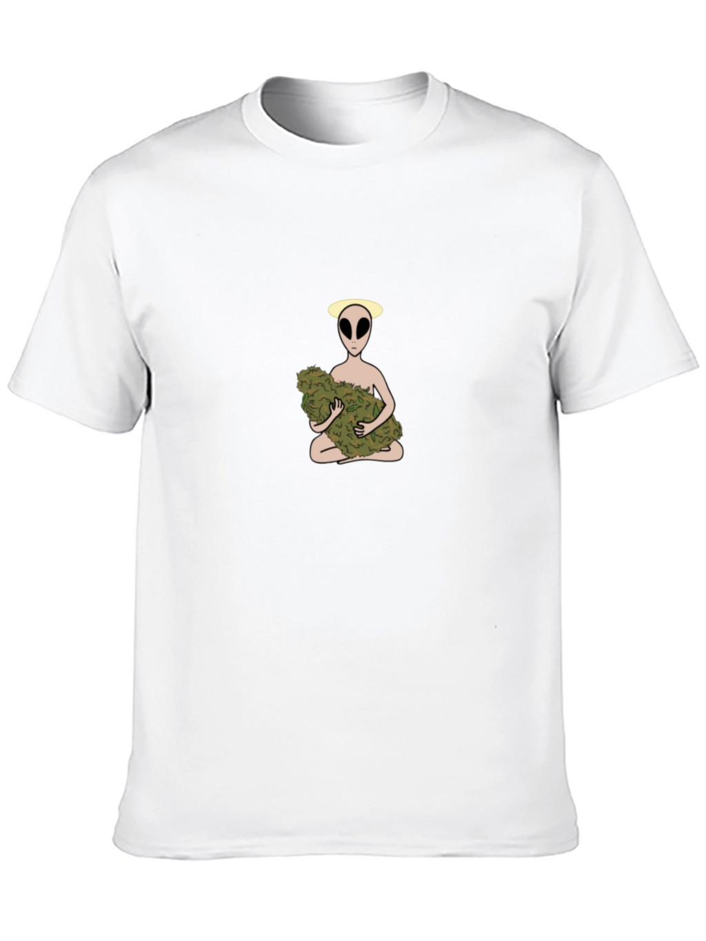 Alien Holding Weed Bud Graphic T-Shirt