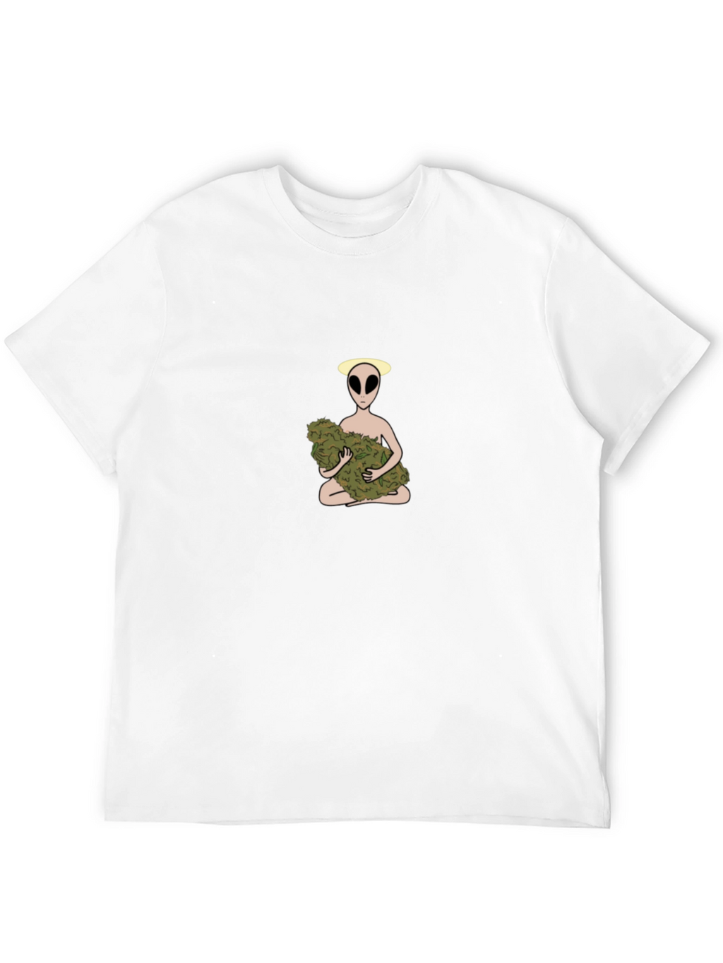 Alien Holding Weed Bud Graphic T-Shirt
