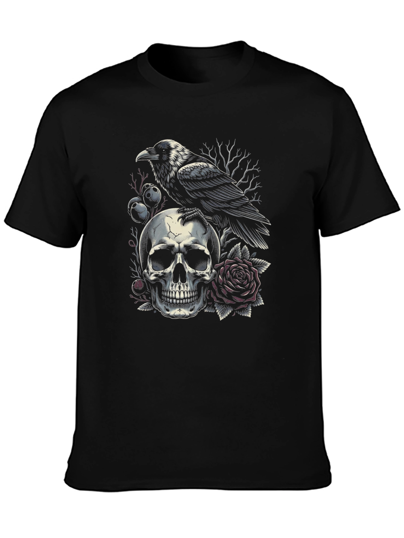 Raven Skull Graphic T-Shirt