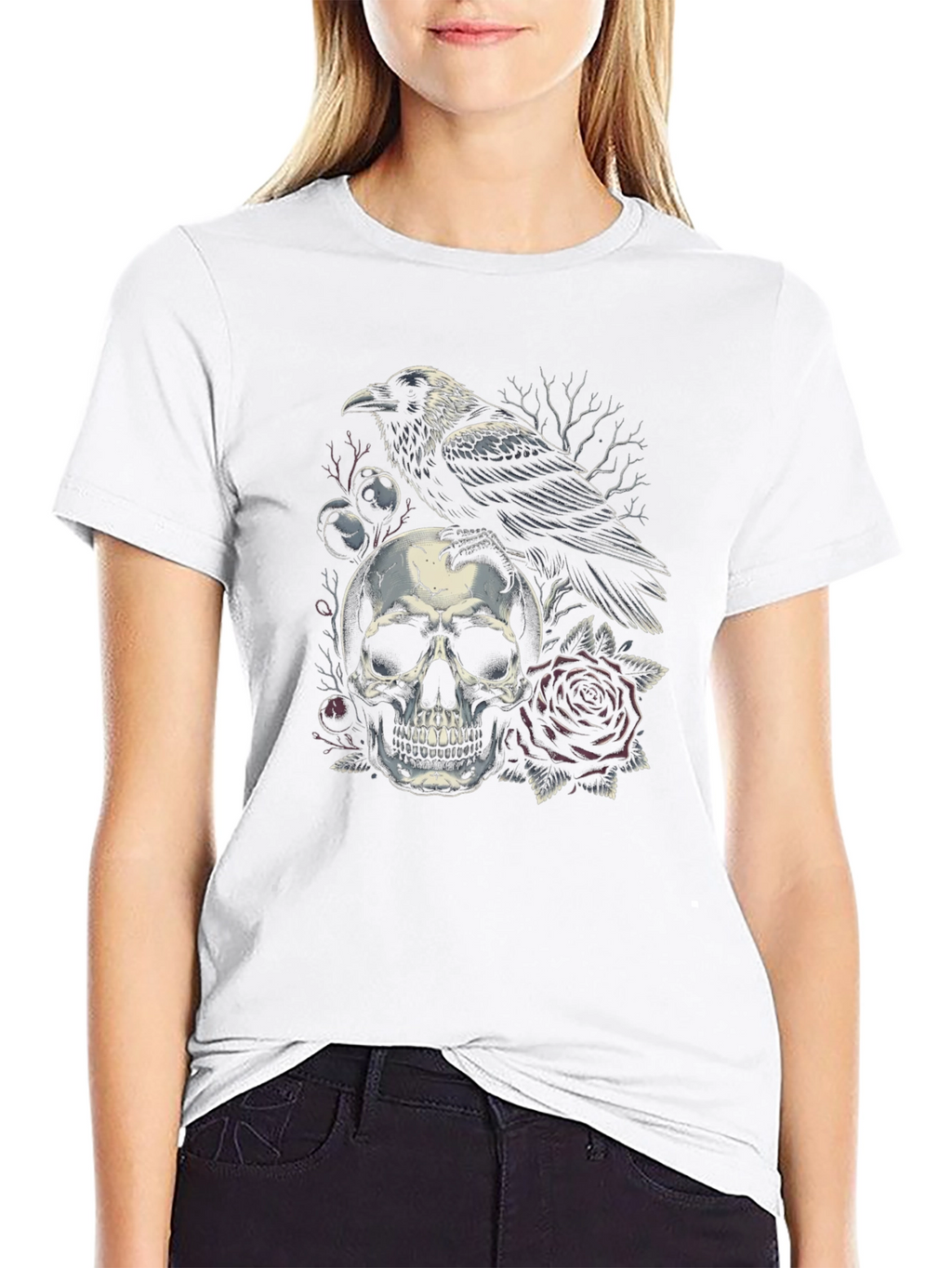 Raven Skull Graphic T-Shirt