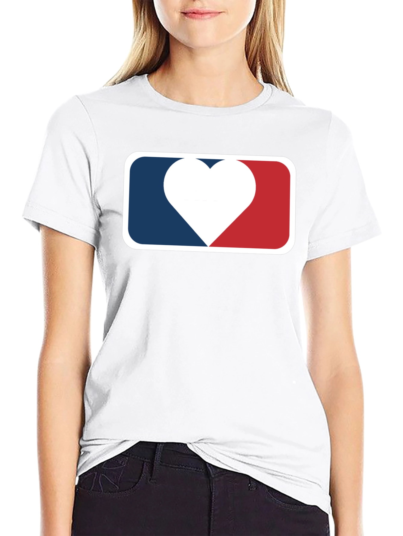 Heart Baseball Logo Black T-Shirt