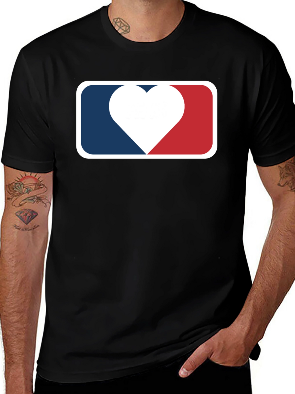 Heart Baseball Logo Black T-Shirt