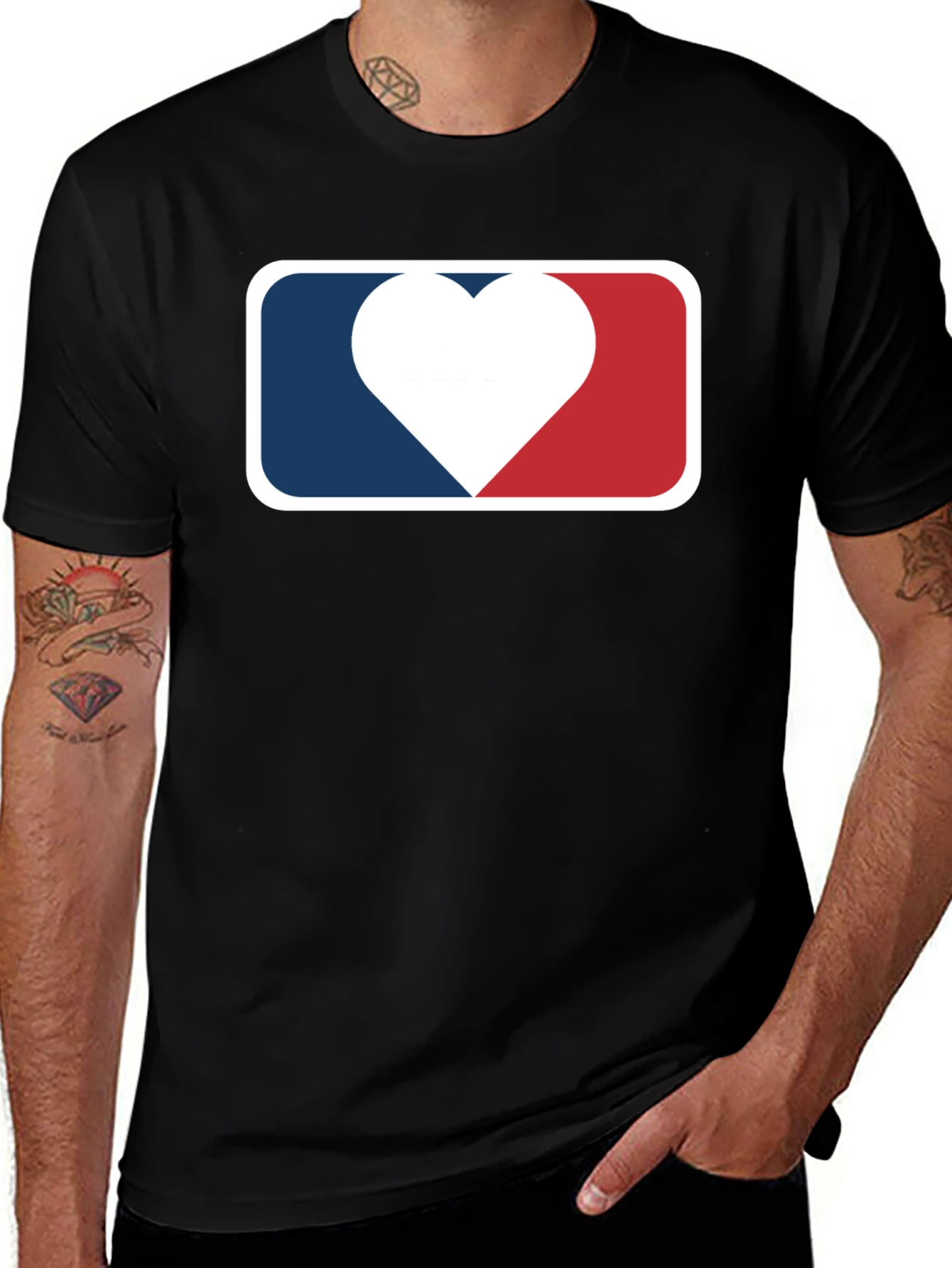 Heart Baseball Logo Black T-Shirt