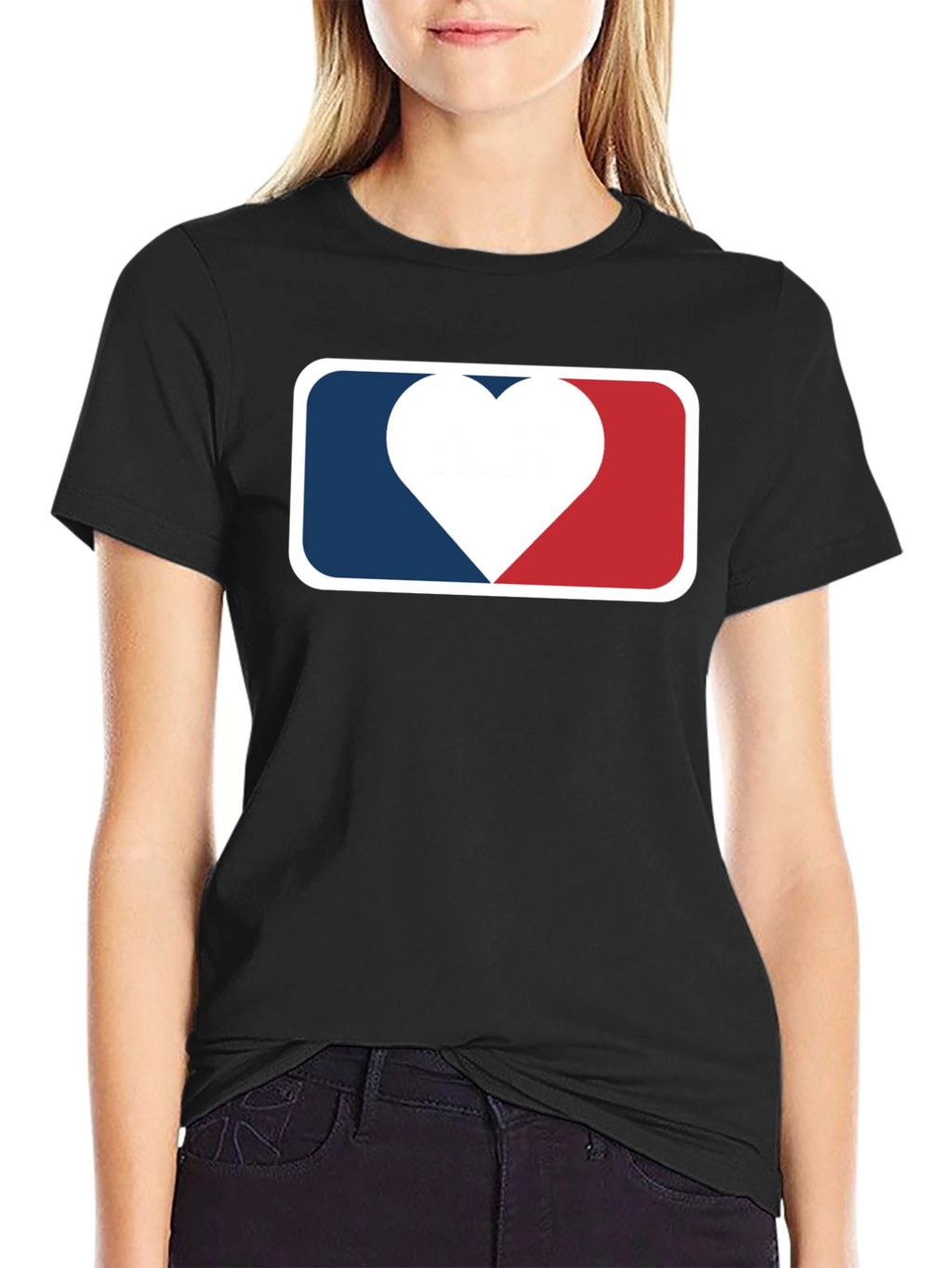 Heart Baseball Logo Black T-Shirt